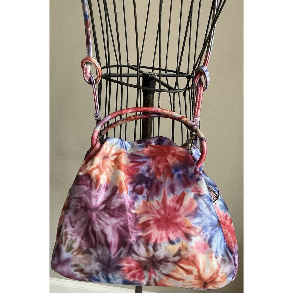 Hobo Darling Crossbody Floral Tie Dye Leather Retired Rare Handbag EUC